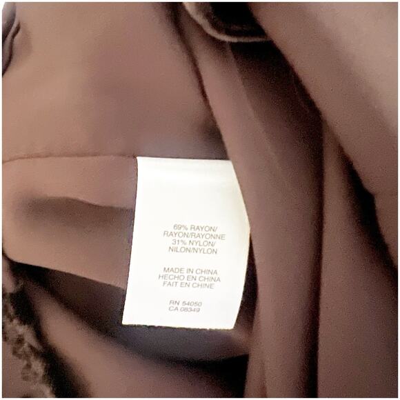 Jones New York Women’s Burnout Velvet Brown Button Down Shirt Blouse Size 12 - Picture 7 of 12